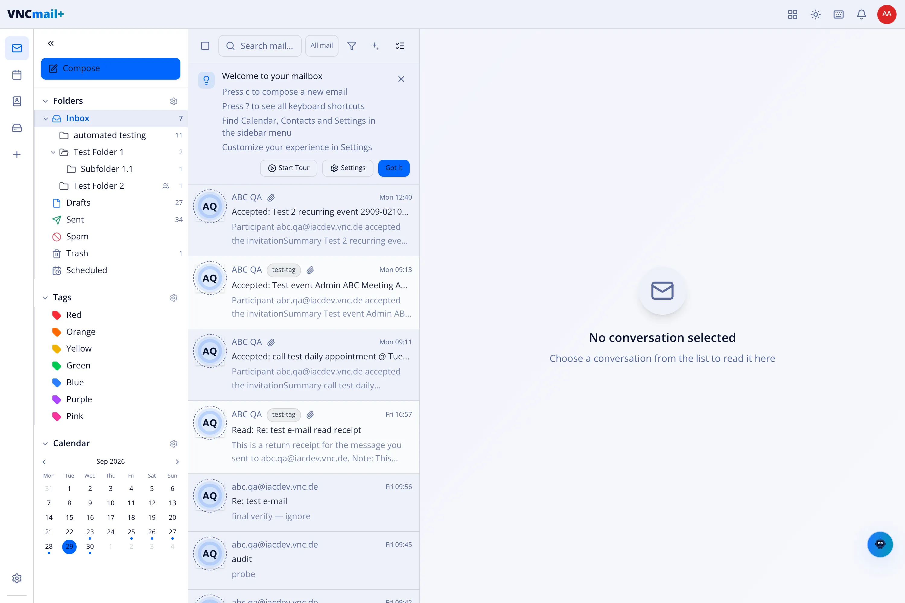 The VNCmail home page