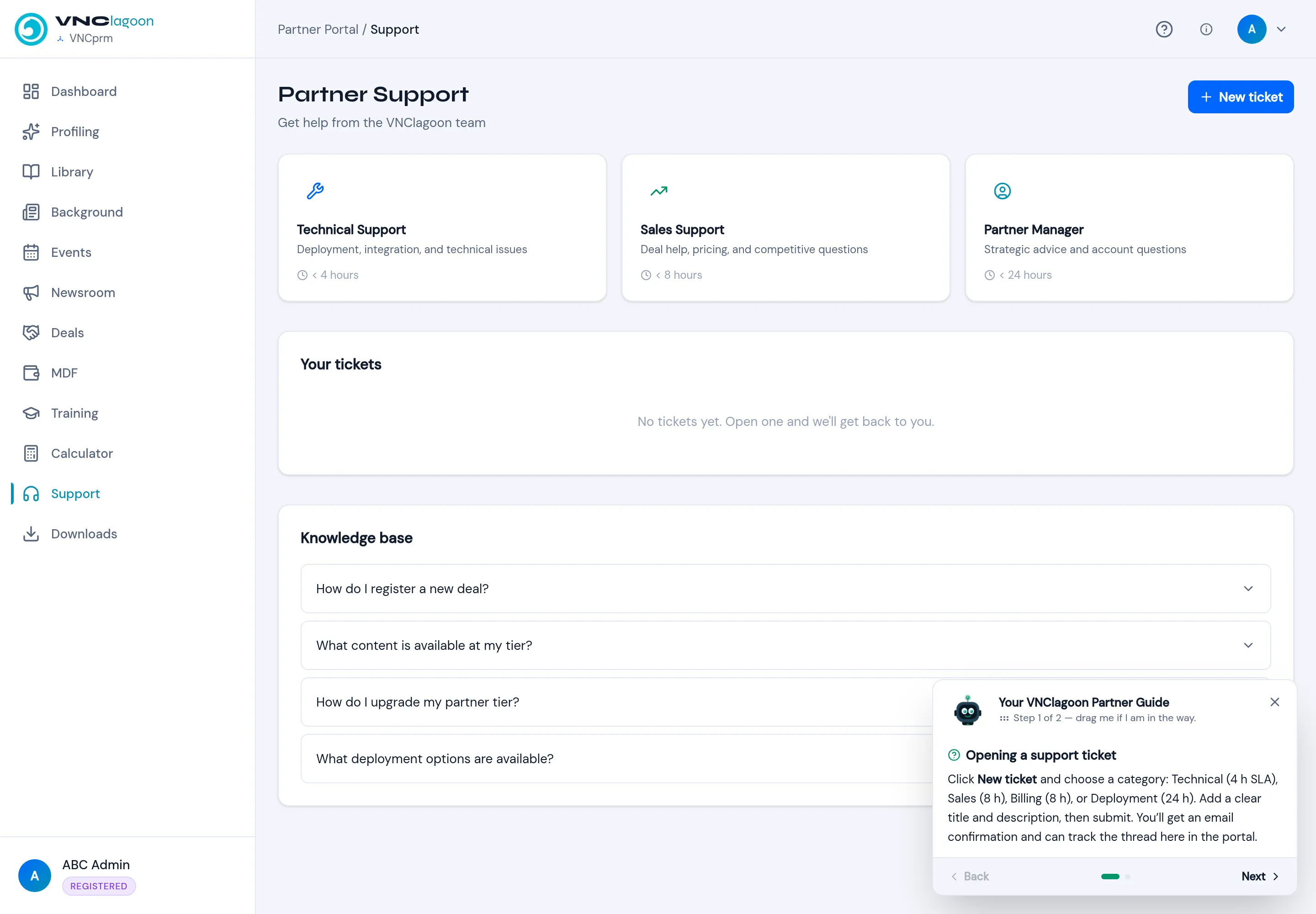 Partner support channels, your tickets and the knowledge base