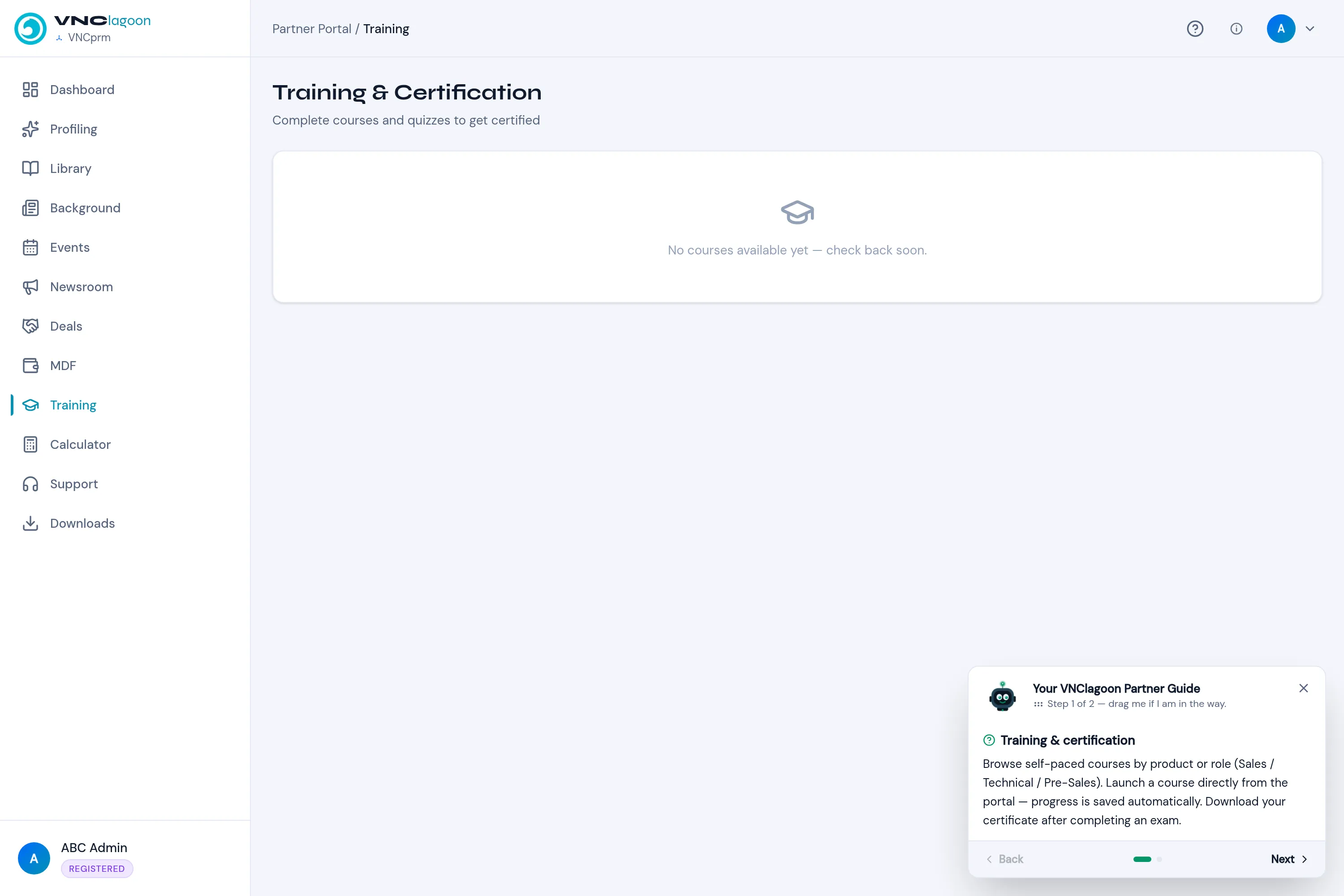 The Training & Certification page